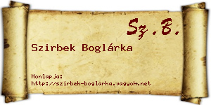 Szirbek Boglárka névjegykártya