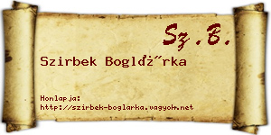 Szirbek Boglárka névjegykártya